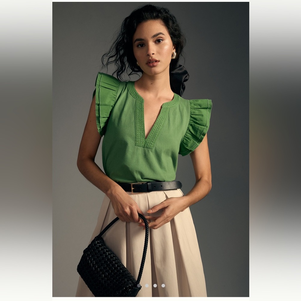 NWT Anthropologie Maeve Ruffle Sleeve Top